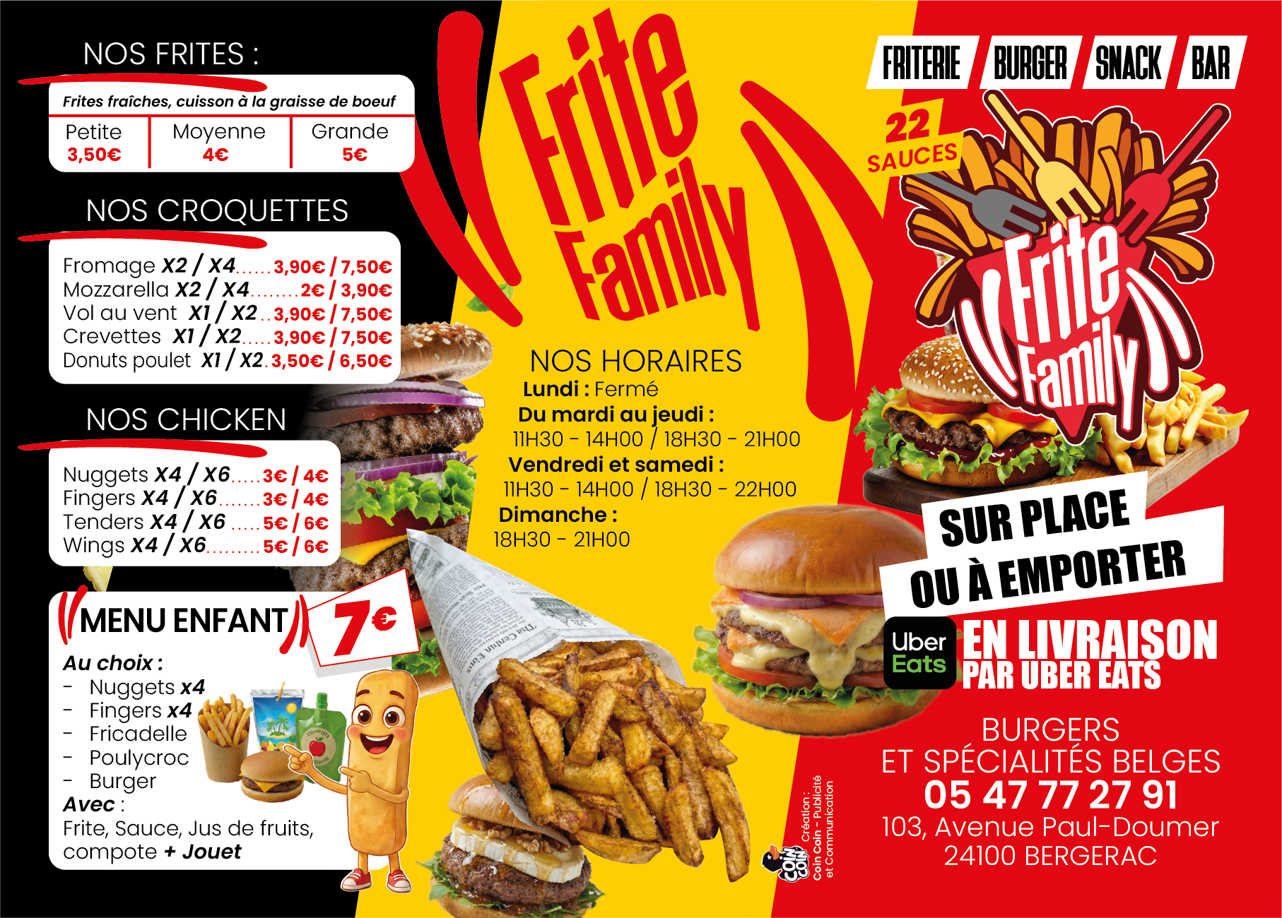 Carte Frite Family — frites, croquettes, chicken, menu enfant, horaires